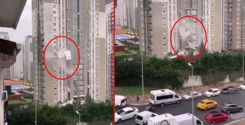 İmaj İstanbul Beylikdüzü’nden! Kuvvetli fırtına binayı paramparça etti