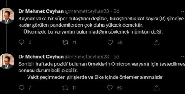 Prof. Dr. Ceyhan’dan ‘Omicron’ uyarısı