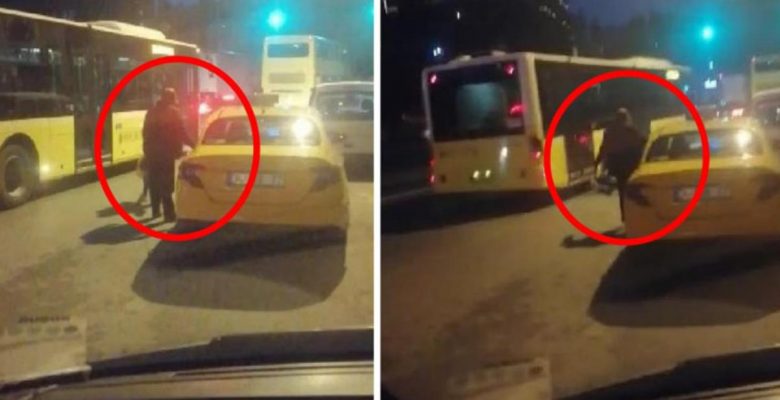 İstanbul’da taksici dehşeti! Bayan yolcuyu otobüsün altına itti