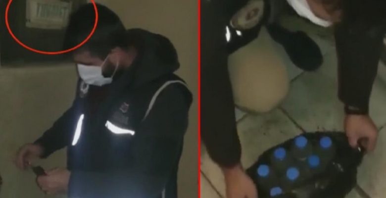 “Zehir” operasyonuna damga vuran görüntü! Uydurma içkiyi bir iş hanının tuvaletinde satıyorlarmış